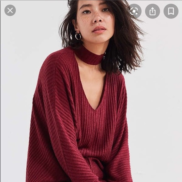 Urban Outfitters Sweaters - Urban Outfitters choker neck burgundy sweater